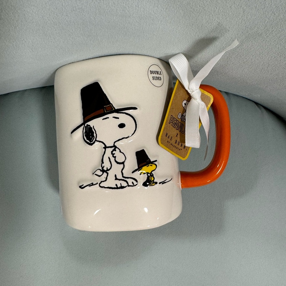 Rae Dunn Snoopy Thanksgiving serving dish and mug set